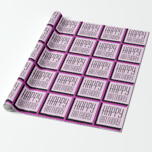Purple Geometric Happy Birthday Wrapping Paper