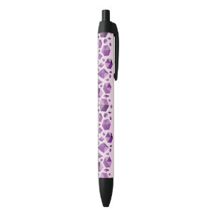 Purple geometric jewel shapes black ink pen