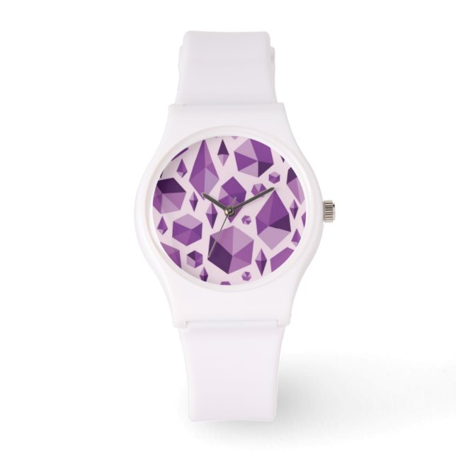 Purple geometric jewel shapes watch (Front)