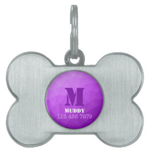 Purple geometric mesh pattern custom Monogram Pet ID Tag