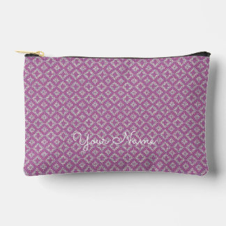 Purple Geometric Personalized Name Accessory Pouch