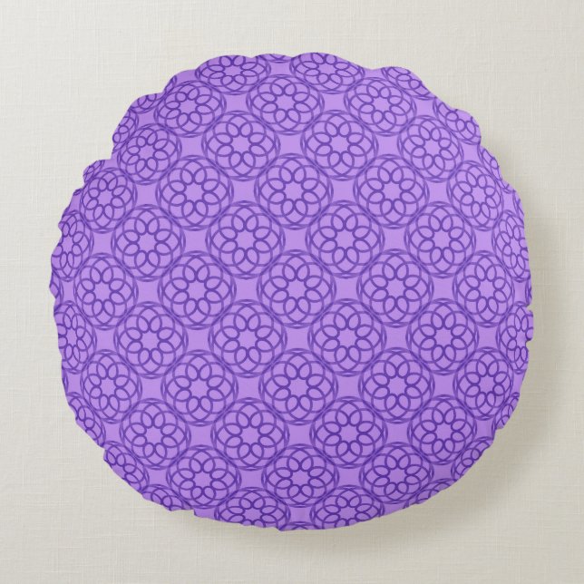 Purple Geometric Seamless Pattern Round Cushion (Front)