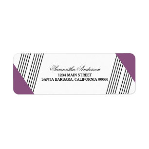 Purple Geometric Stripe Address Labels