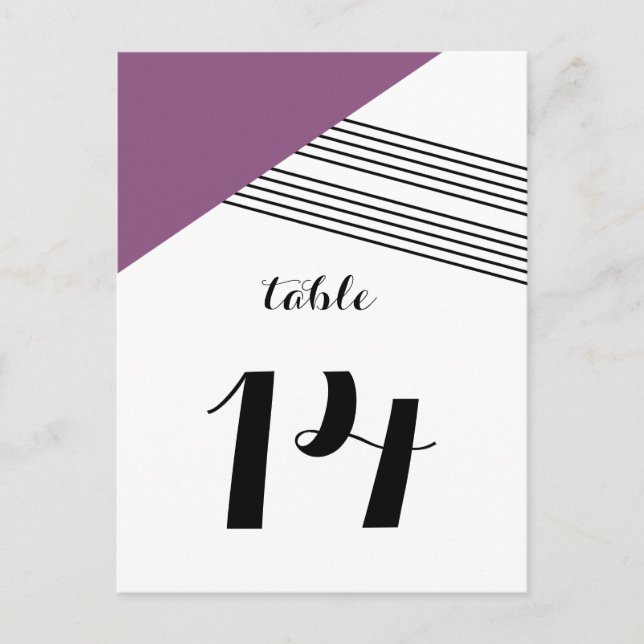 Purple Geometric Stripe Table Postcard (Front)