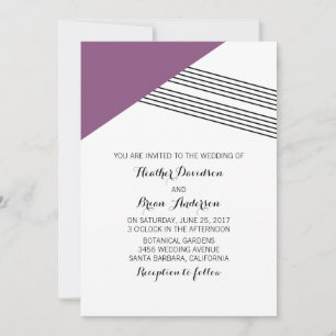 Purple Geometric Stripe Wedding Invite