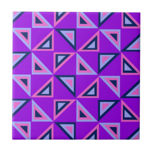 Purple Geometric Triangle Pattern Tile