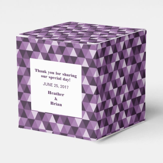 Purple Geometric Triangles Favour Box (Front Side)
