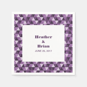 Purple Geometric Triangles Paper Napkins