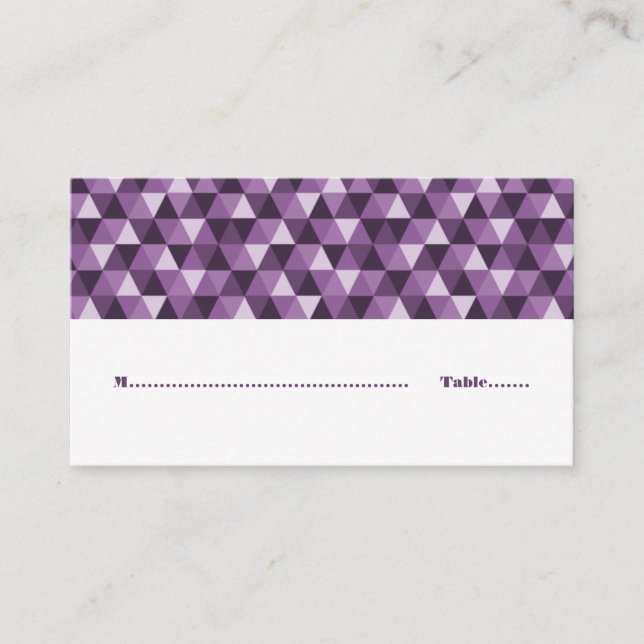 Purple Geometric Triangles Place Card (Front)
