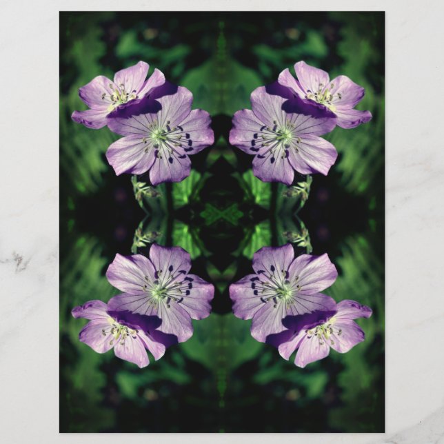 Purple Geranium Flower Abstract Scrapbook Paper (Front)