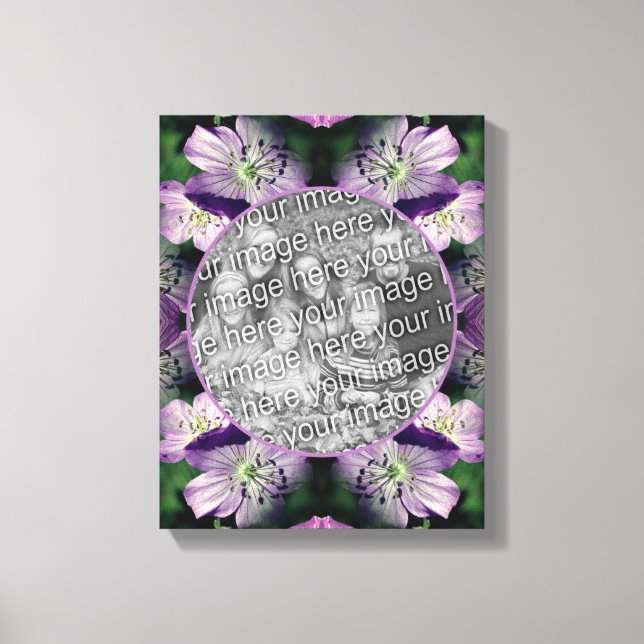 Purple Geranium Flower Frame Create Your Own Photo Canvas Print (Front)