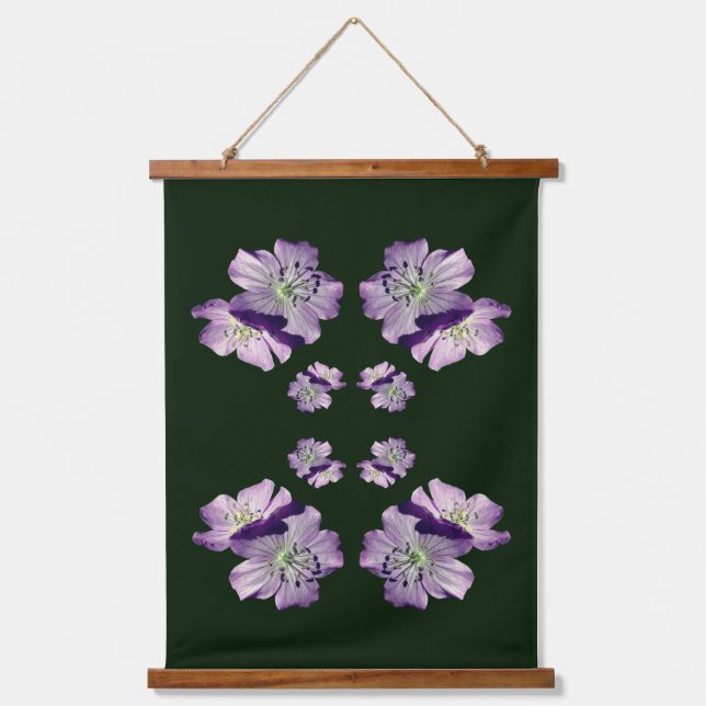 Purple Geranium Flower Pair Abstract   Hanging Tapestry (Front)