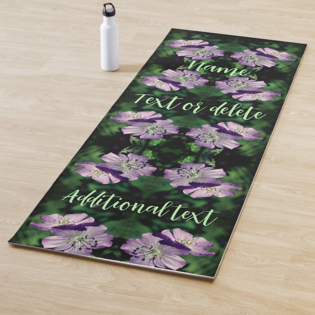 Purple Geranium Flower Pair Abstract Personalised Yoga Mat (In Situ)
