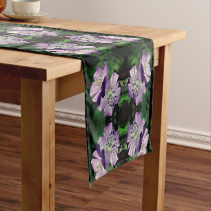 Purple Geranium Flower Pair Abstract       Short Table Runner