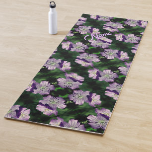 Purple Geranium Flower Pattern Personalised      Yoga Mat