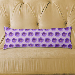 Purple Geranium Flower Seamless Pattern on Body Cushion