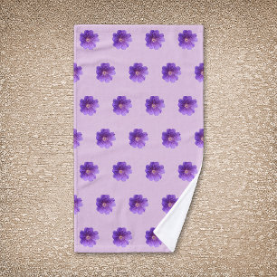 Purple Geranium Flower Seamless Pattern on Hand Towel