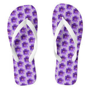 Purple Geranium Flower Seamless Pattern on Jandals