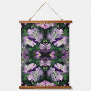 Purple Geranium Flowers Multiplied Abstract Hanging Tapestry