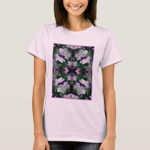 Purple Geranium Flowers Multiplied Abstract T-Shirt