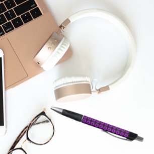 Purple Geranium on Black Floral Pattern