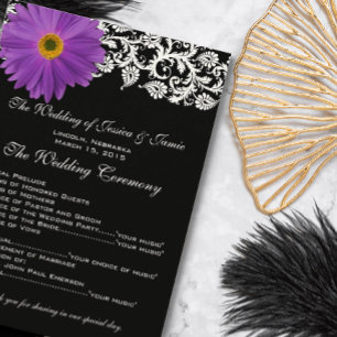 Purple Gerber Daisy Floral Wedding Program Programme