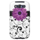 Purple Gerbera Daisy Black & White Scroll