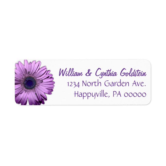 Purple Gerbera Daisy Custom Address Labels (Front)
