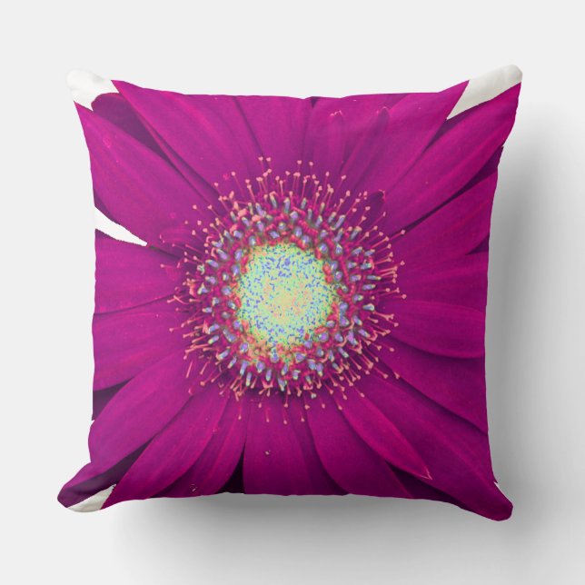 Purple Gerbera Daisy Flower Cushion (Front)