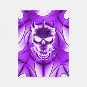 Purple Ghost Skull Fleece Blanket