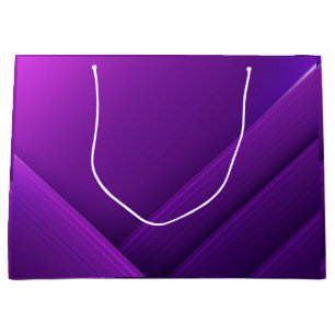 Purple gift bag with white handles and geometric 