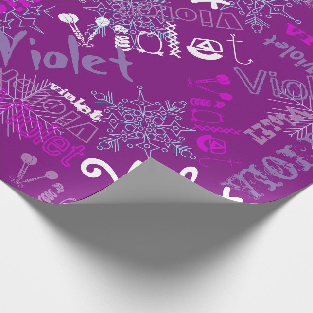 Purple Gift Wrap Personalised lacey snowflakes (Corner)