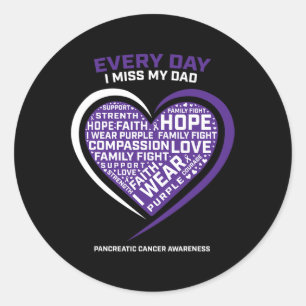 Purple Gifts In Memory Of My Dad Pancreatic Cancer Classic Round Sticker