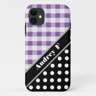 Purple Gingham Black Polka Dot iPhone 5 Case