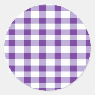 Purple Gingham Classic Round Sticker