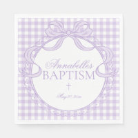 Purple Gingham Coquette Bow Baptism Table Decor