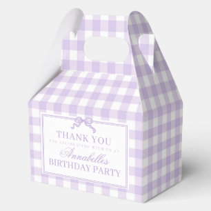 Purple Gingham Coquette Bow Birthday Gable Favour Box