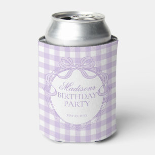 Purple Gingham Coquette Bow Birthday Party Favour Can Cooler