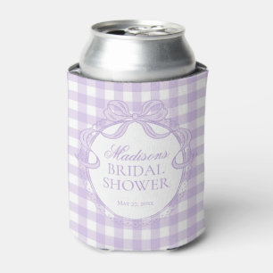 Purple Gingham Coquette Bow Bridal Shower Favour Can Cooler
