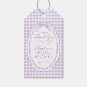 Purple Gingham Coquette Bow Bridal Shower Favours Gift Tags