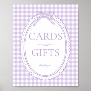 Purple Gingham Coquette Bow Card & Gifts Sign