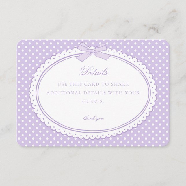 Purple Gingham Coquette Bow Details Card (Front)