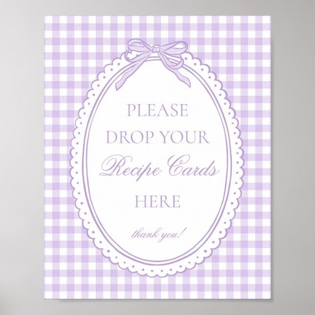 Purple Gingham Coquette Bow Share a Recipe Poster (Front)