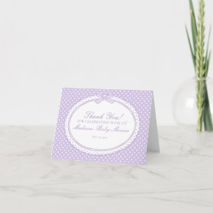 Purple Gingham Coquette Bow Thank You Card 