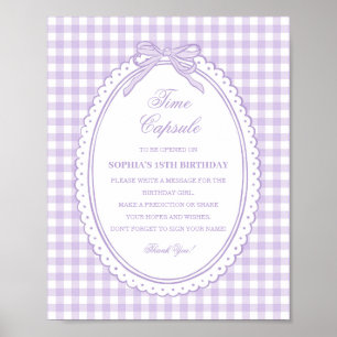 Purple Gingham Coquette Bow Time Capsule Game Poster