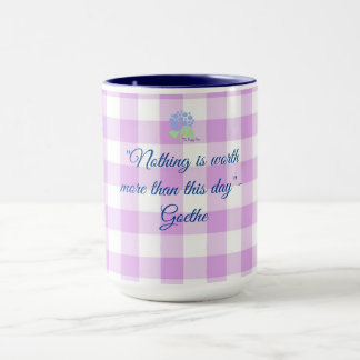 purple gingham Goethe quote Mug