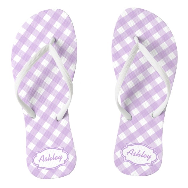 Purple Gingham Monogram Jandals (Footbed)