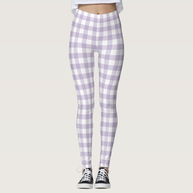 Purple Gingham Pastel Women's Leggings (Front)