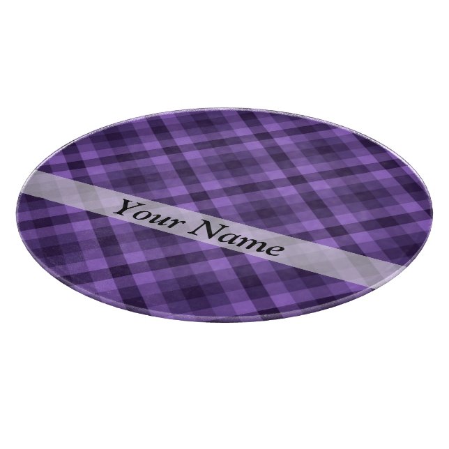 Purple gingham pattern cutting board (Corner)