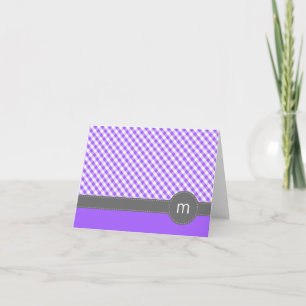 Purple Gingham Pattern Folded Note Cards